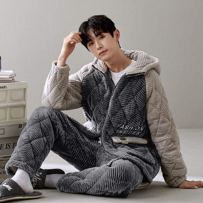 三层加厚夹棉睡衣男冬季珊瑚绒保暖套装2025新款秋冬天加绒家居服,女士内衣/男士内衣/家居服,睡衣/家居服套装,淘宝优惠券,粉丝福利购,淘宝优惠卷