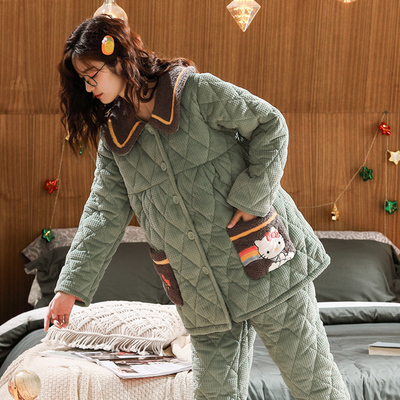 三层夹棉珊珊产后哺乳孕妇睡衣