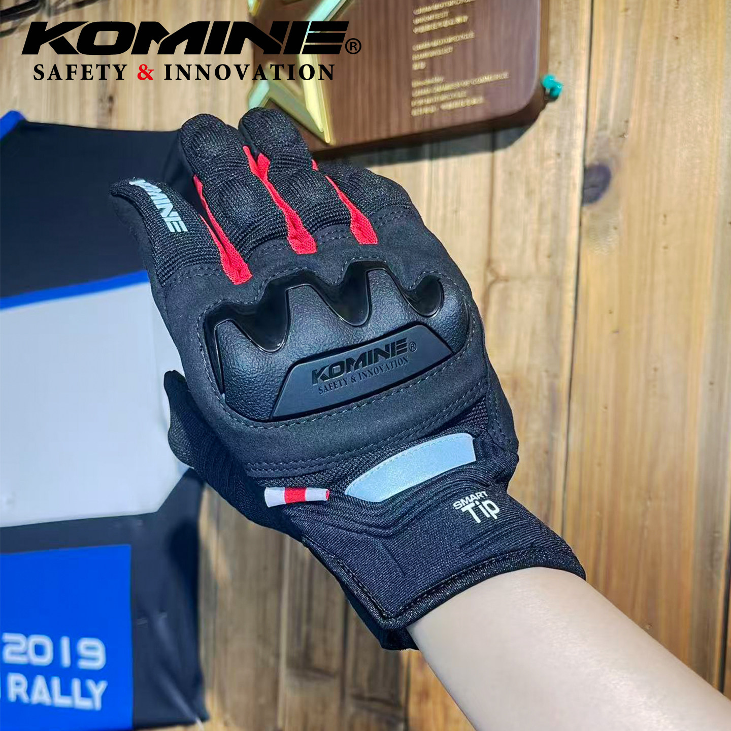 KOMINE夏季摩托车手套薄款碳纤维关节防护骑士减震手套触屏GK-220