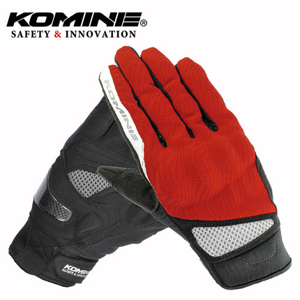 KOMINE 春夏男女款3D网眼碳纤维摩托骑行手套内置软护触屏GK-1633