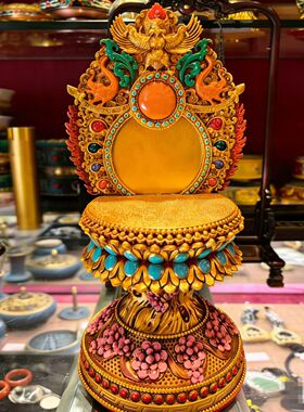 藏式佛台佛座树脂彩绘民族风佛台家用桌面摆放装饰适合10厘米佛像