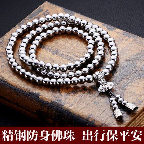 黄铜合法多圈不锈钢霹雳佛珠钛钢手链