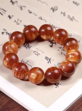 琥珀哥天然东北琥珀松明子北沉香全透明手串盘玩收藏沉木松树