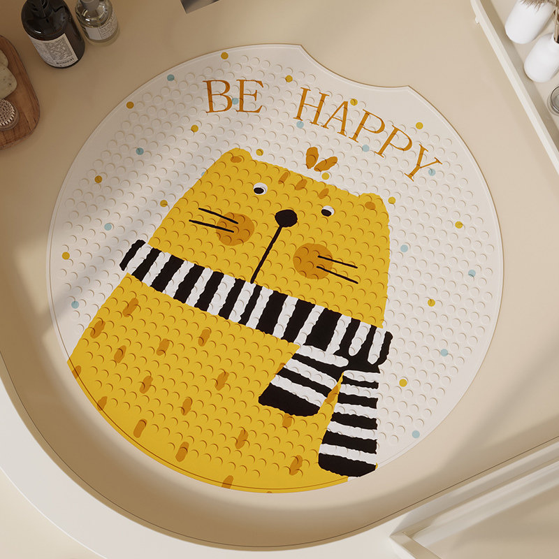 浴室防滑地垫圆形儿童洗澡间专用防摔pvc吸盘垫淋浴房按摩脚垫子
