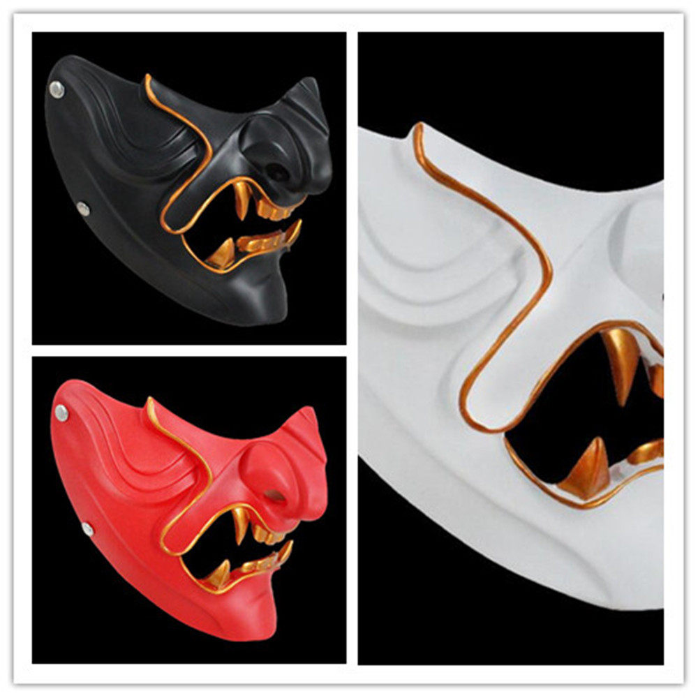 半脸男恶魔鬼全脸对马岛之魂面具日式武士修罗面罩剧本杀搞笑道具