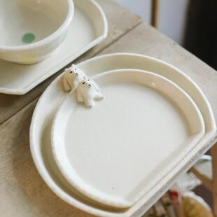 日器·牧田亮 日本可爱手工卡通童趣白熊白极熊陶瓷马克杯餐盘