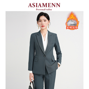小个子西服套装女职业正装冬季加厚高级感时髦大学生面试西装外套