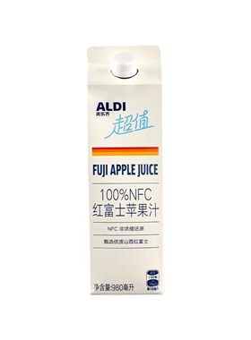 ALDI奥乐齐代100%NFC山西红富士苹果汁白桃汁非浓缩还原果汁