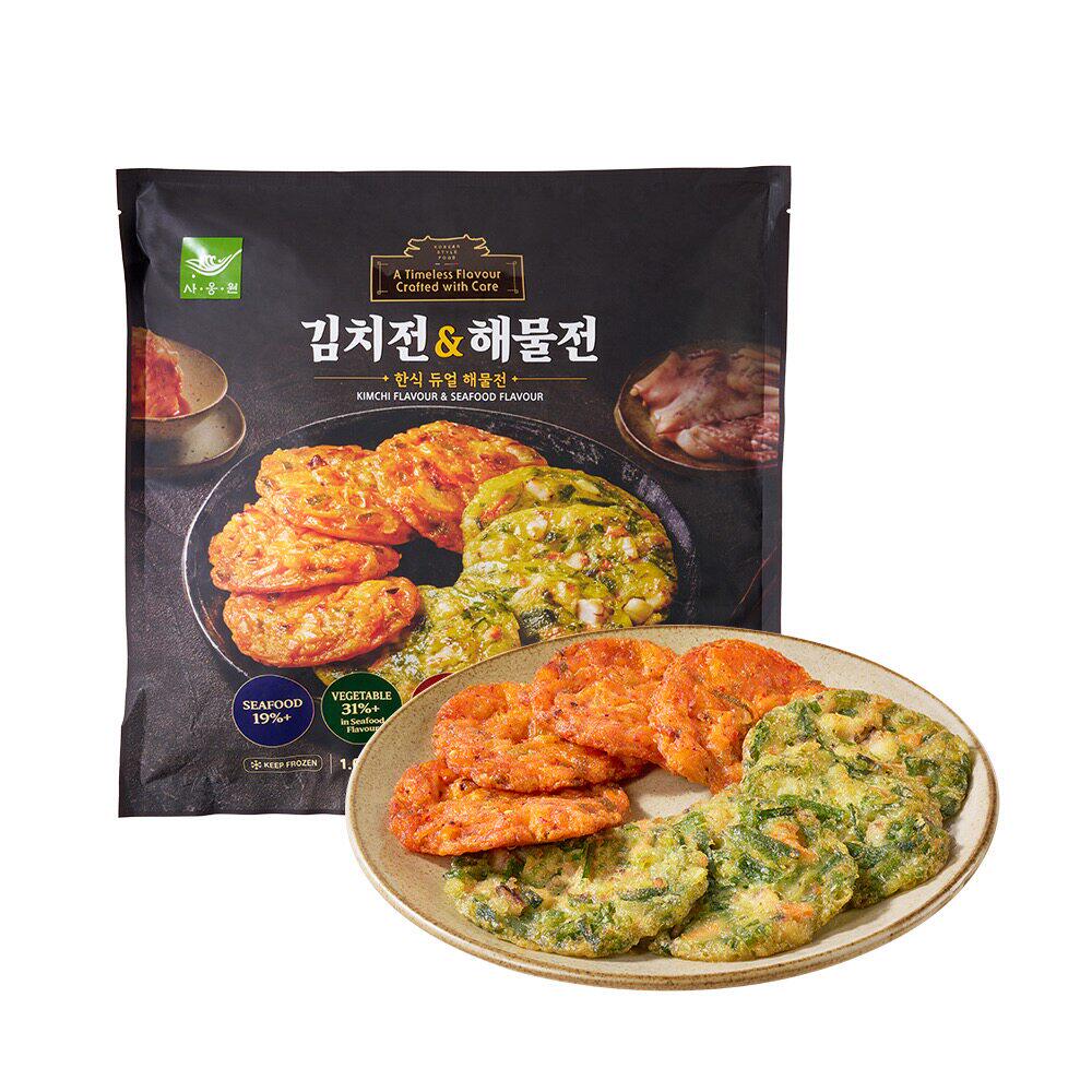 山姆韩国进口韩式双拼泡菜饼海鲜饼韩式地道风味小吃煎空气炸锅