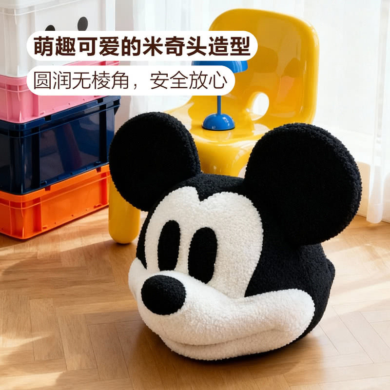 山姆代购sunday儿童潮玩米奇头布艺沙发羊羔绒客厅装饰换鞋凳椅子