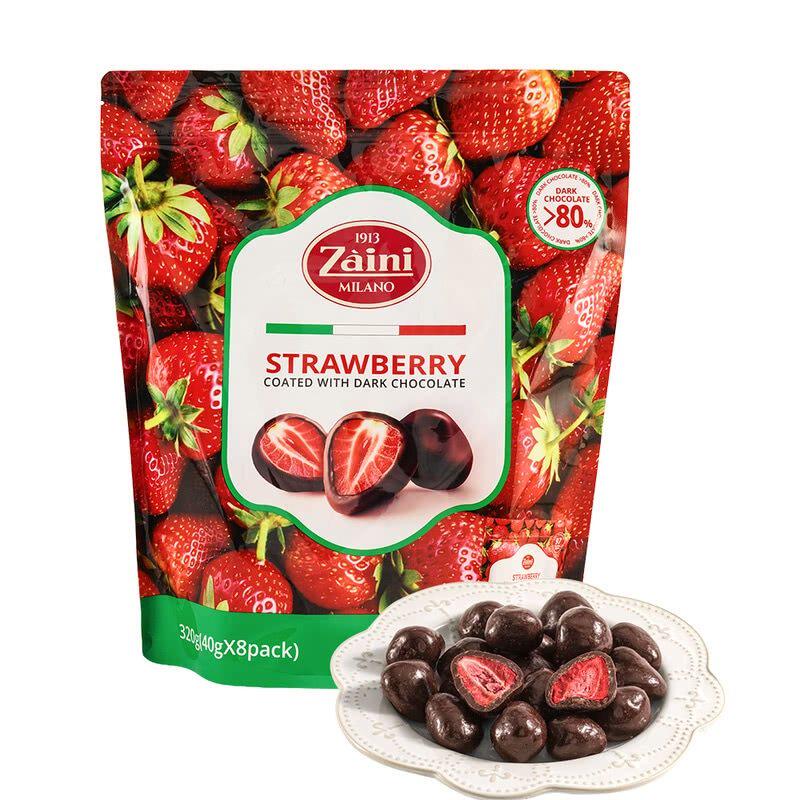 山姆意大利进口Zaini冻干草莓夹心80%黑巧克力包裹办公休闲零食