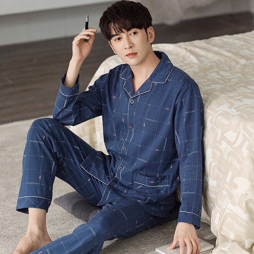 男士睡衣春秋款纯棉长袖大码秋季