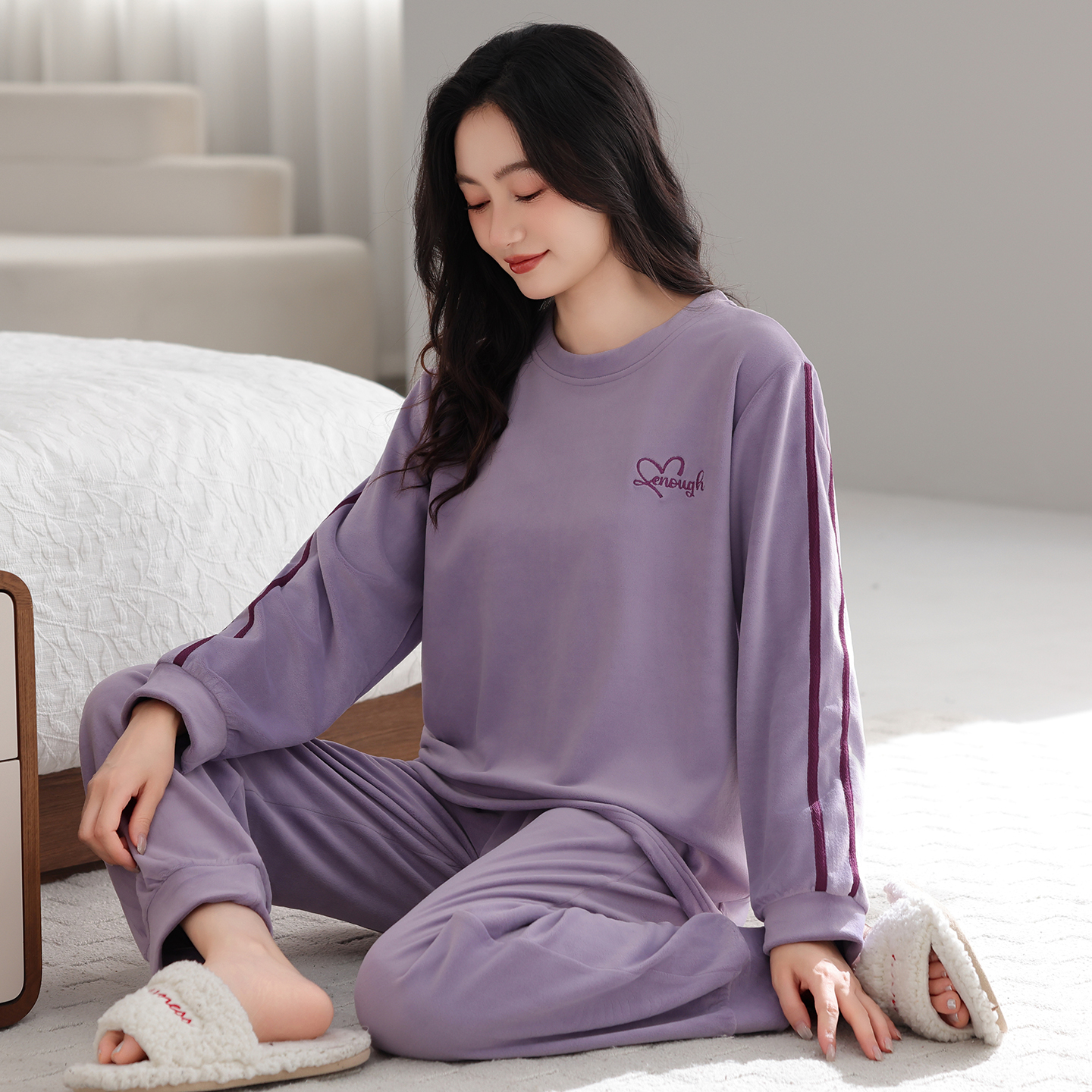 珊瑚绒睡衣女款春秋加绒加厚