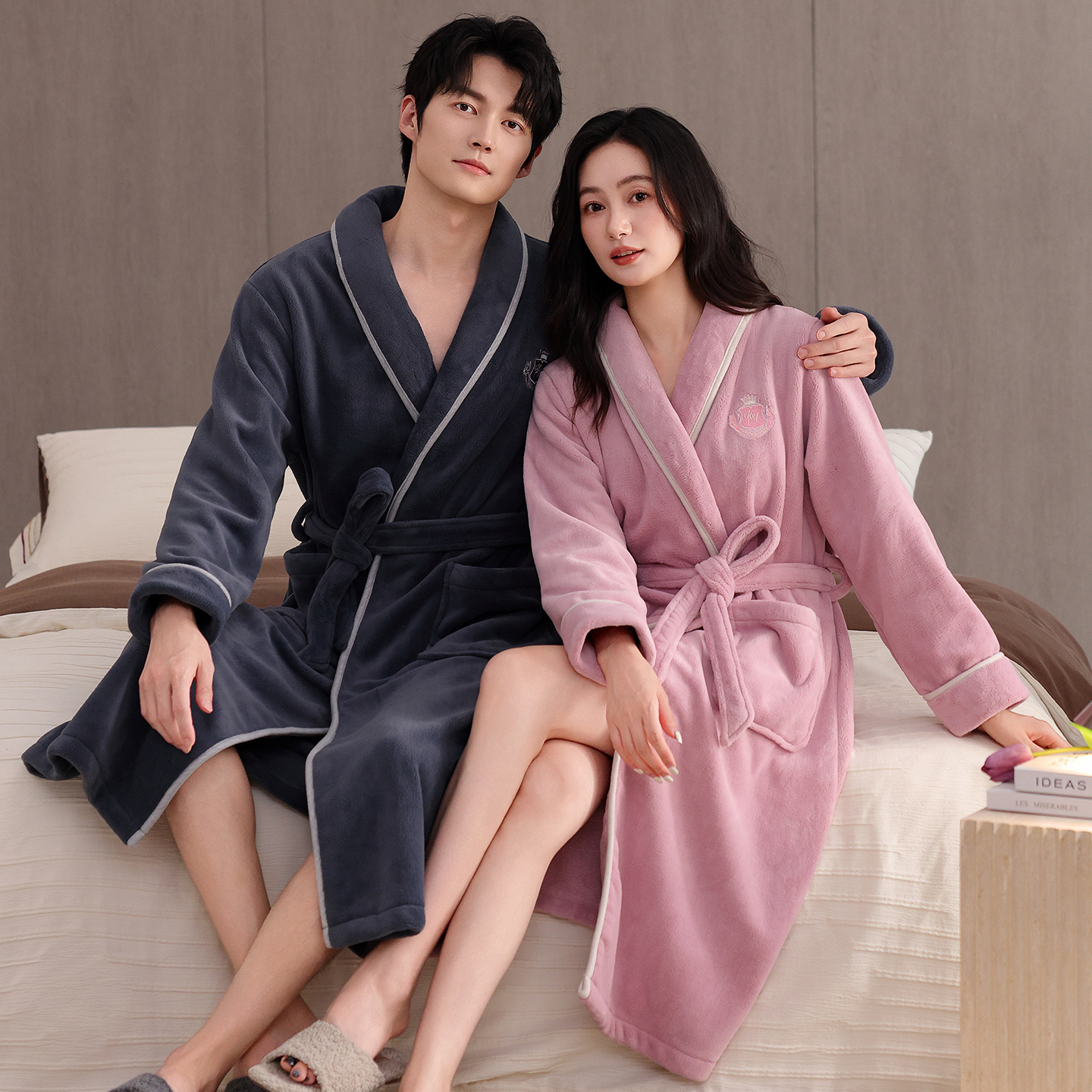 睡袍女冬季情侣珊瑚绒加厚加绒