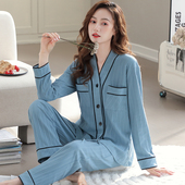 2026年新款 纯棉长袖 薄款 全棉加大码 睡衣女士春秋款 家居服套装 秋季