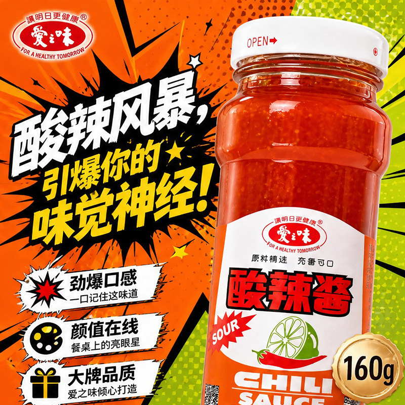 爱之味酸辣酱清爽不腻汉堡薯条披萨手抓饼烧烤海鲜百搭调味料160g图片
