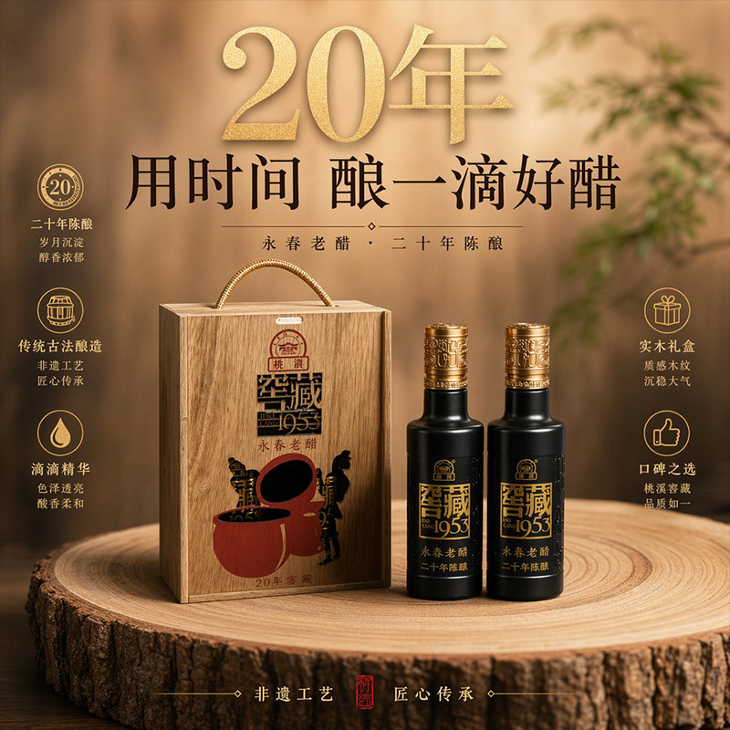 桃溪牌永春老醋窖藏1953二十年老陈醋精品礼盒装350ml食用醋送礼