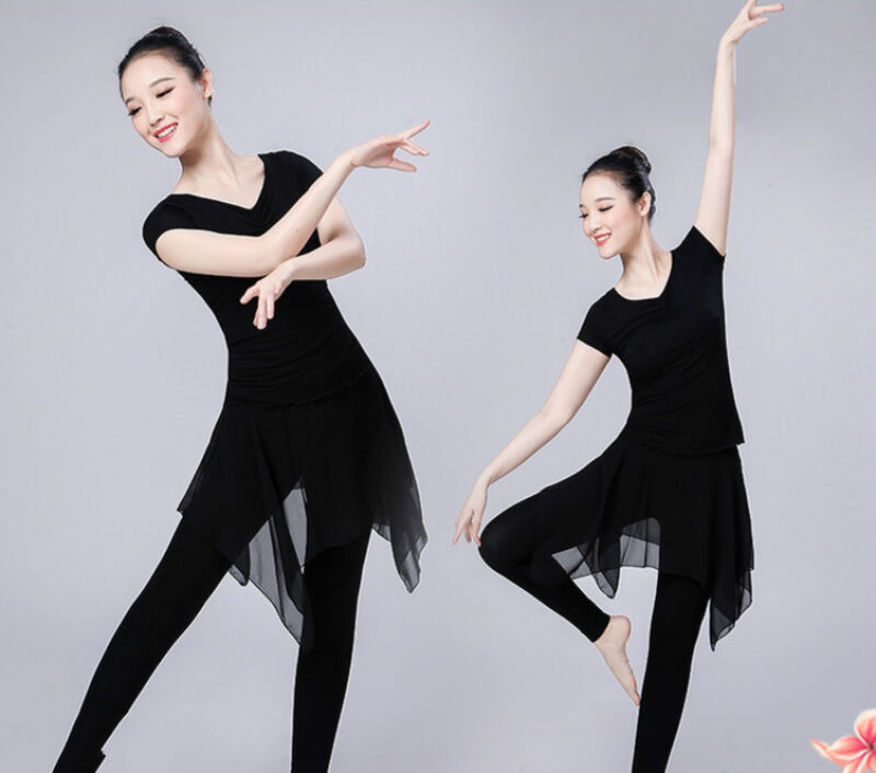 新款2022舞裙练习形体练功服拉丁舞舞蹈服套装女民族古典跳舞九分