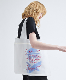 bleu日本复古潮牌文艺杂志款 网布绣花印花人物单肩包 lanvin