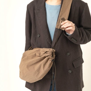 RNA-N日本原厂真品复古潮牌杂志学院森女超轻绦纶布撞色绳子女包