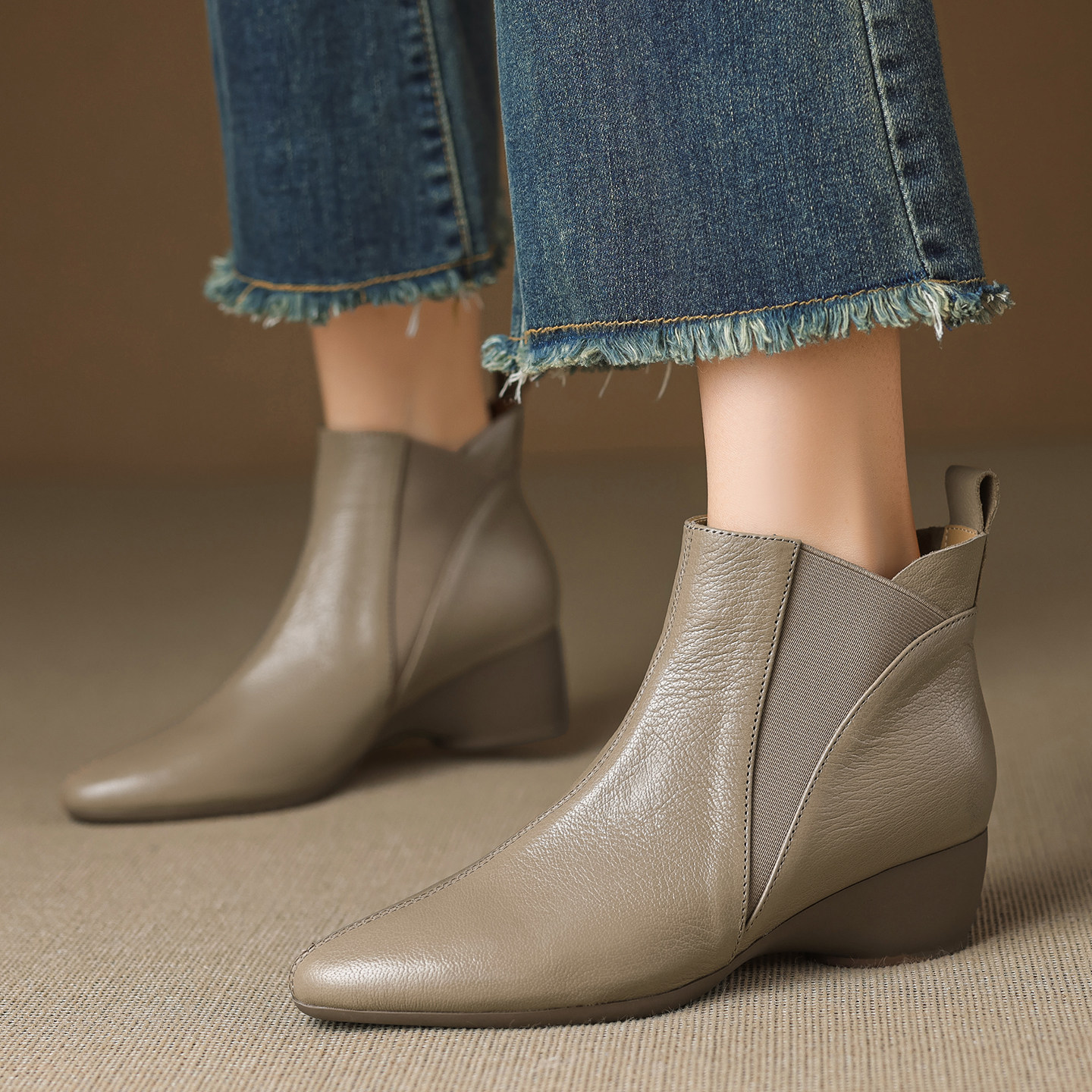 头层羊皮欧美风瘦瘦靴真皮切尔西短靴女秋冬马丁靴新款通勤时装靴,女鞋,时装靴,淘宝优惠券,粉丝福利购,淘宝优惠卷