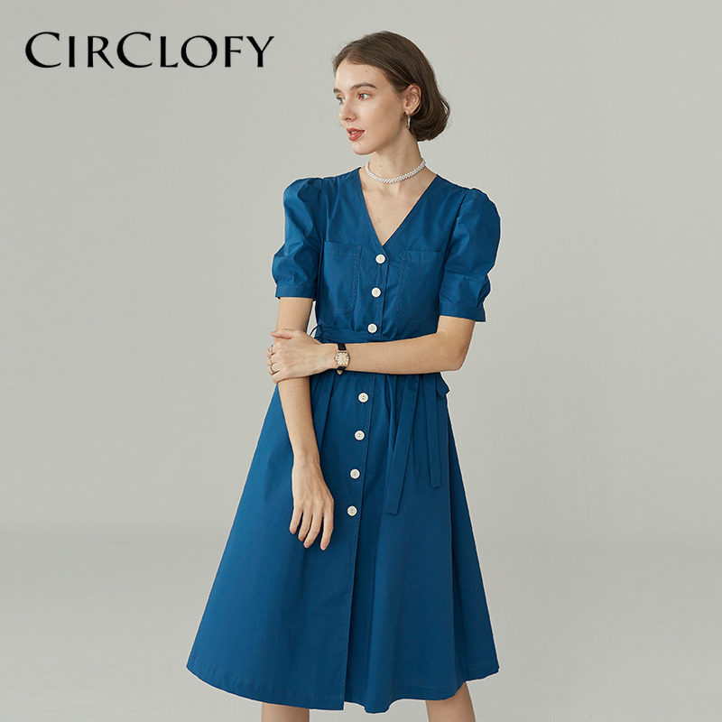 阿cir法式小众连衣裙女装2020夏季新款遮肚子收腰显瘦小个子长裙