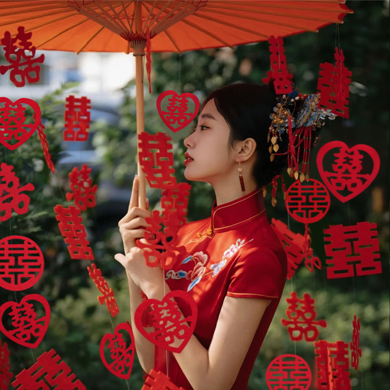 新中式婚伞新娘拍照道具结婚迎亲