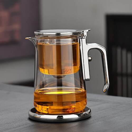 链盖磁吸设计全玻璃内胆茶水分离