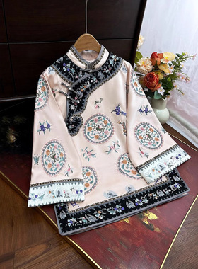 新中式格格重工刺绣盘扣外套女2025春季新款复古国风斜襟外搭
