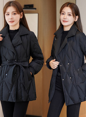 羽绒棉服外套女冬新款小个子中长款收腰设计感修身气质上衣外套女