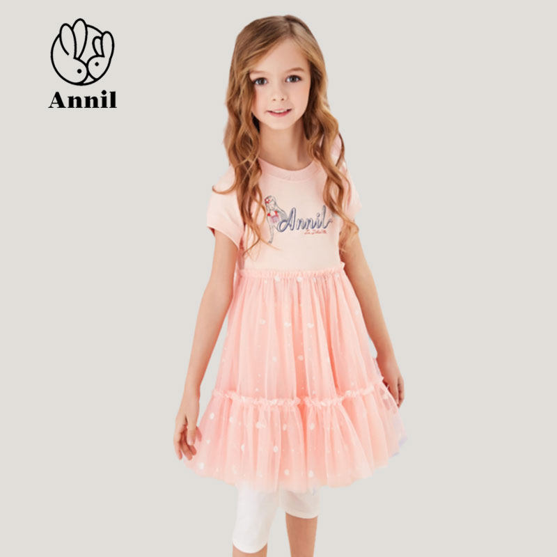 安奈儿童装女童裙子夏季款中大童女孩无袖洋气网纱公主裙连衣裙