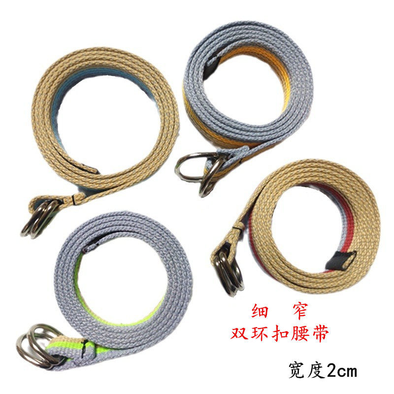 篇草人通用休闲帆布不锈钢腰带