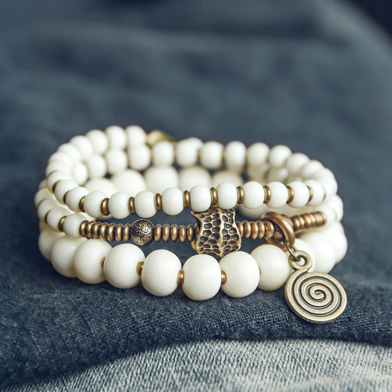 曲尾花小众设计多层缠绕手链女个性百搭文艺复古手串情侣手饰男潮