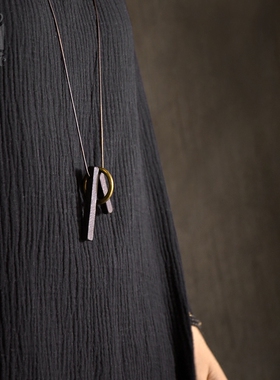 曲尾花手工毛衣链原创项链简约男