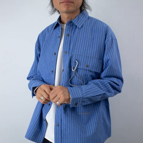 日系宽松棉毛混纺工装长袖衬衫