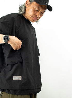 DOOITT#Poliquant日系工装日本原产弹性男女宽松休闲兜袋圆领T恤