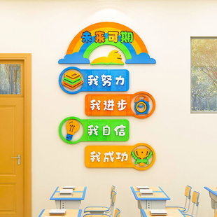 班级布置教室装 饰未来可期激励志文字标语中小学开学文化墙贴立体