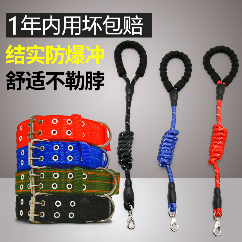狗项圈狗狗颈圈用品中大型犬金毛宠物哈士奇萨摩耶脖圈牵引绳套餐