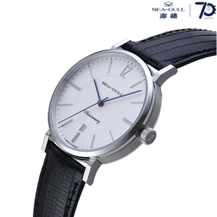 海鸥表813.17.3021包豪斯简约超薄自动机械防水男士 腕表蜥蜴皮带
