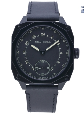 seagull海鸥表3017H黑色方形表壳飞行24小时显示手动上链机械男表