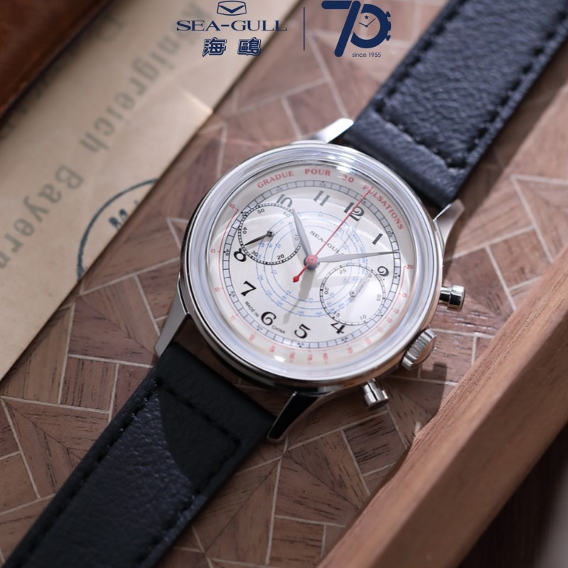 海鸥表819.13.3011手动上链复古机械计时码表阿基米德螺线脉搏计
