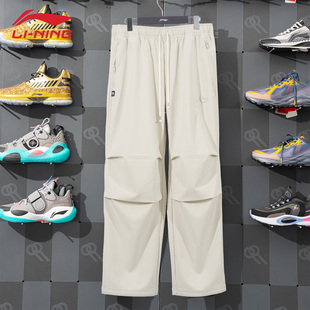 AYKV557 加绒抗皱休闲裤 李宁伞兵裤 男防泼水反伍户外2025年秋冬款