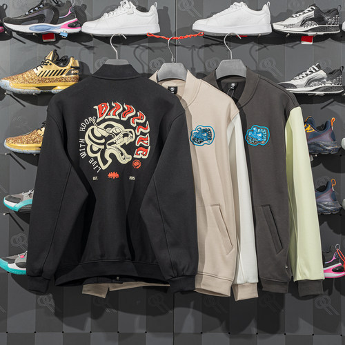 李宁春季款反伍宽松薄绒棒球服