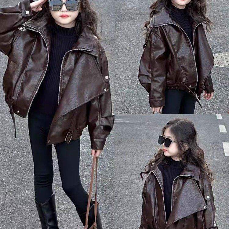 女童外套2025新款秋冬款美式秋季又酷又飒皮衣儿童炸街超好看上衣