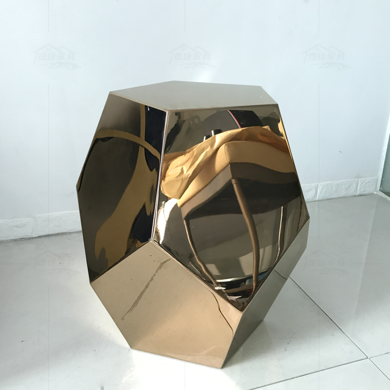 玫瑰金不锈钢角几简约床边桌钻石茶几客厅花架沙发边几咖啡小圆桌