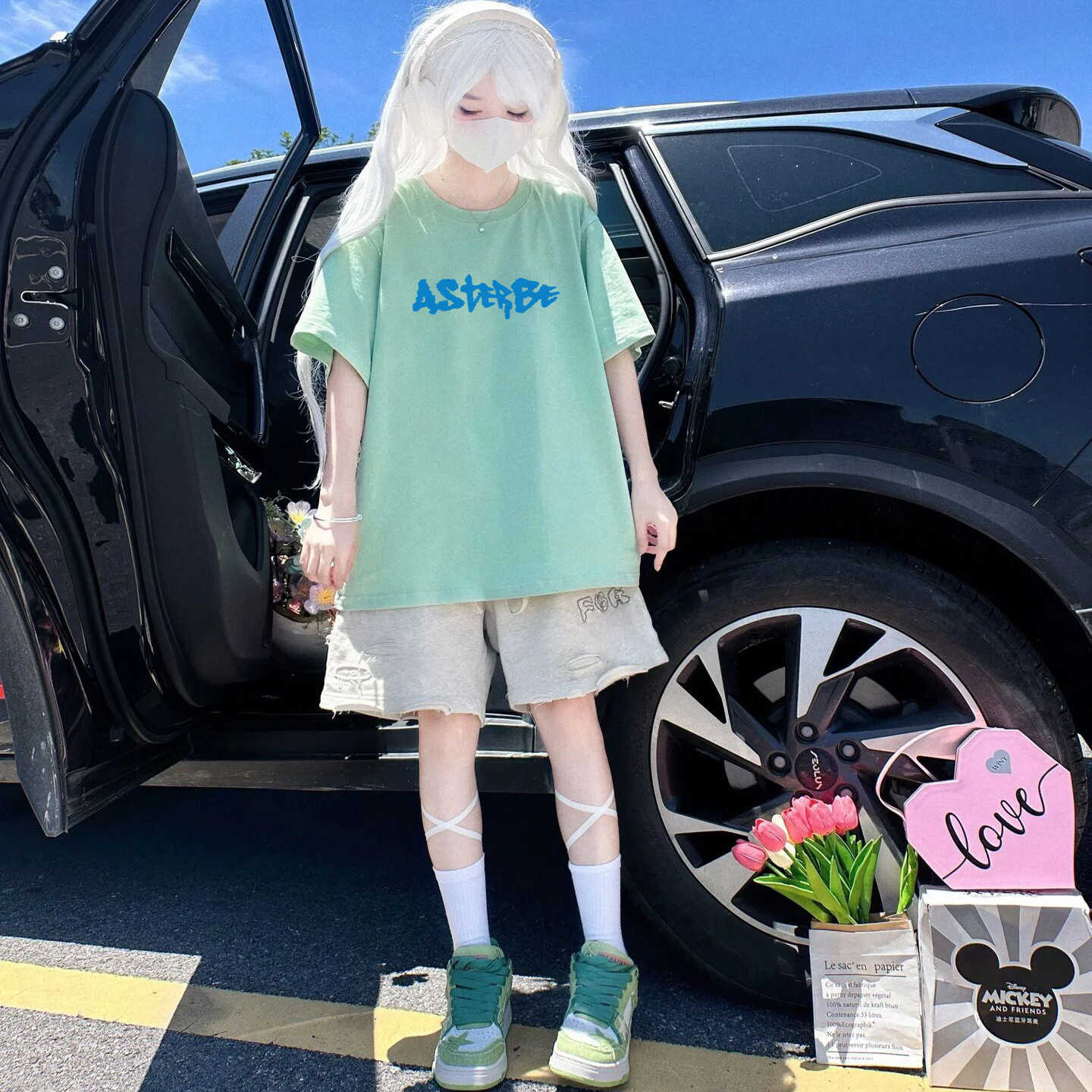 少年感休闲运动服套装女夏季学生减龄纯棉短袖短裤韩版宽松两件套