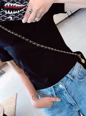 UONE定制女装2019年夏季新款纯棉T恤圆领百搭短款高腰上衣短袖潮t