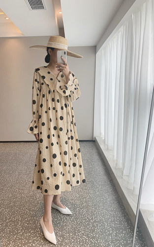 uone定制真丝翻领娃娃裙女