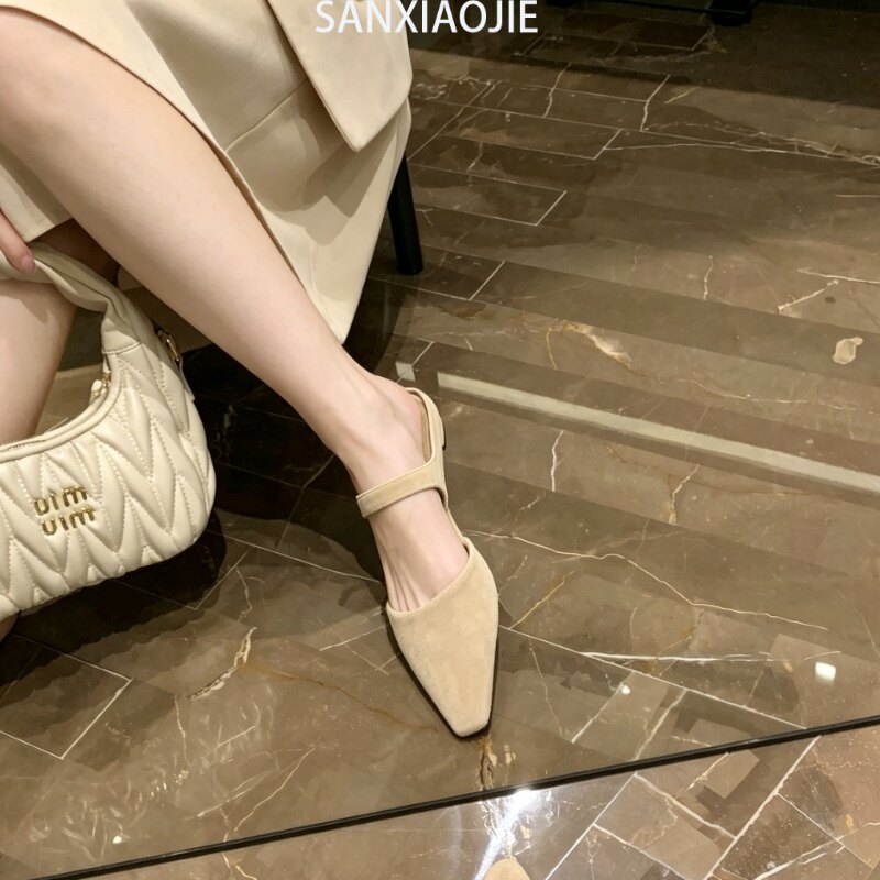 葡萄妈StudioLee羊皮复古尖头女图片