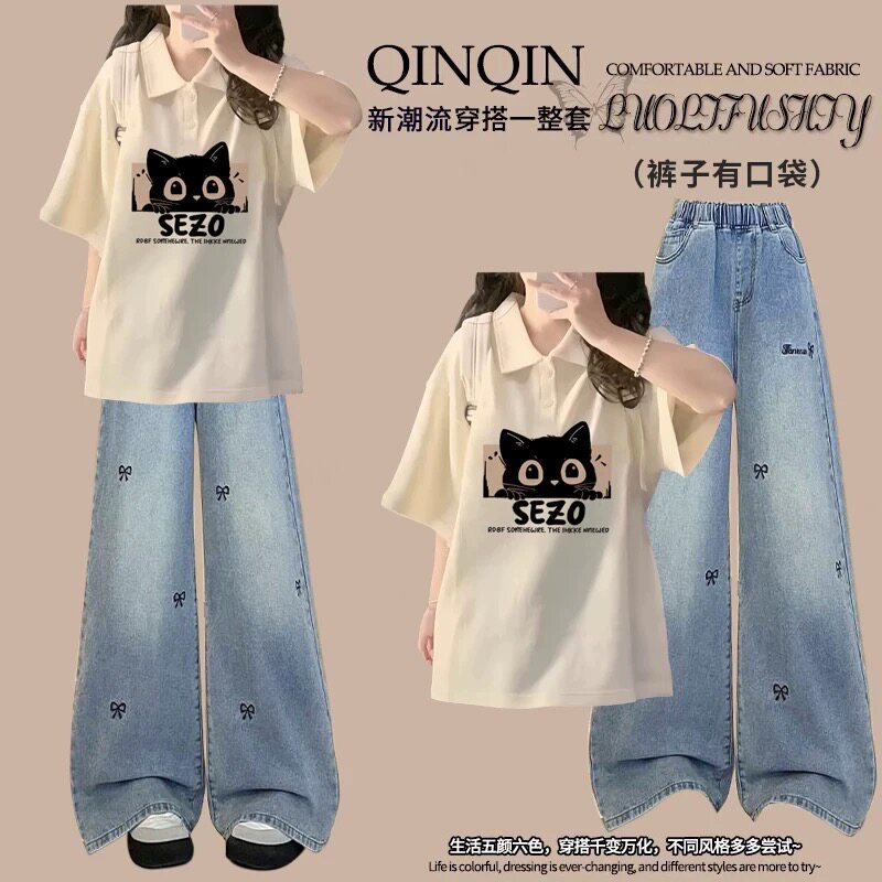 女大童夏季POLO领学院风两件套